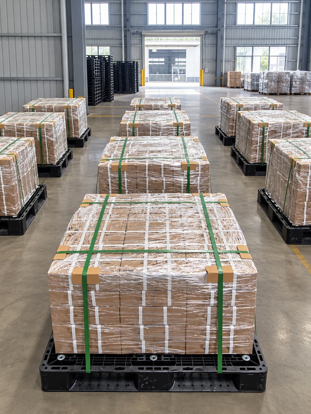 Packaged products in the warehouse
