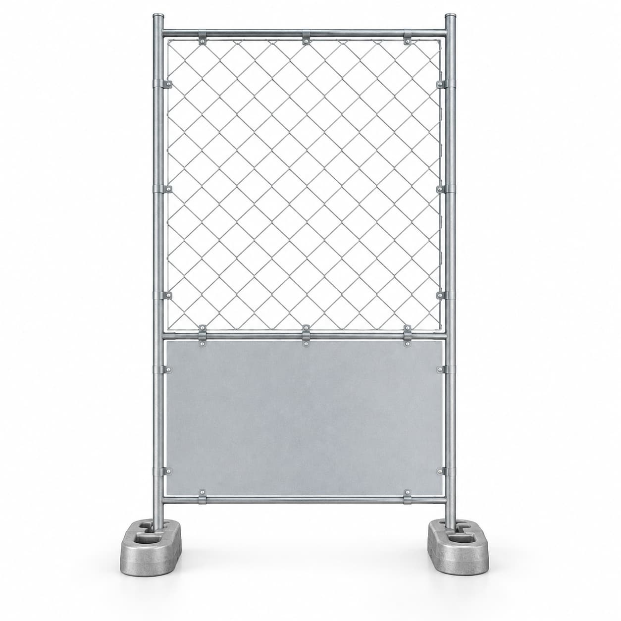Cast iron base weights supporting a temporary fence
