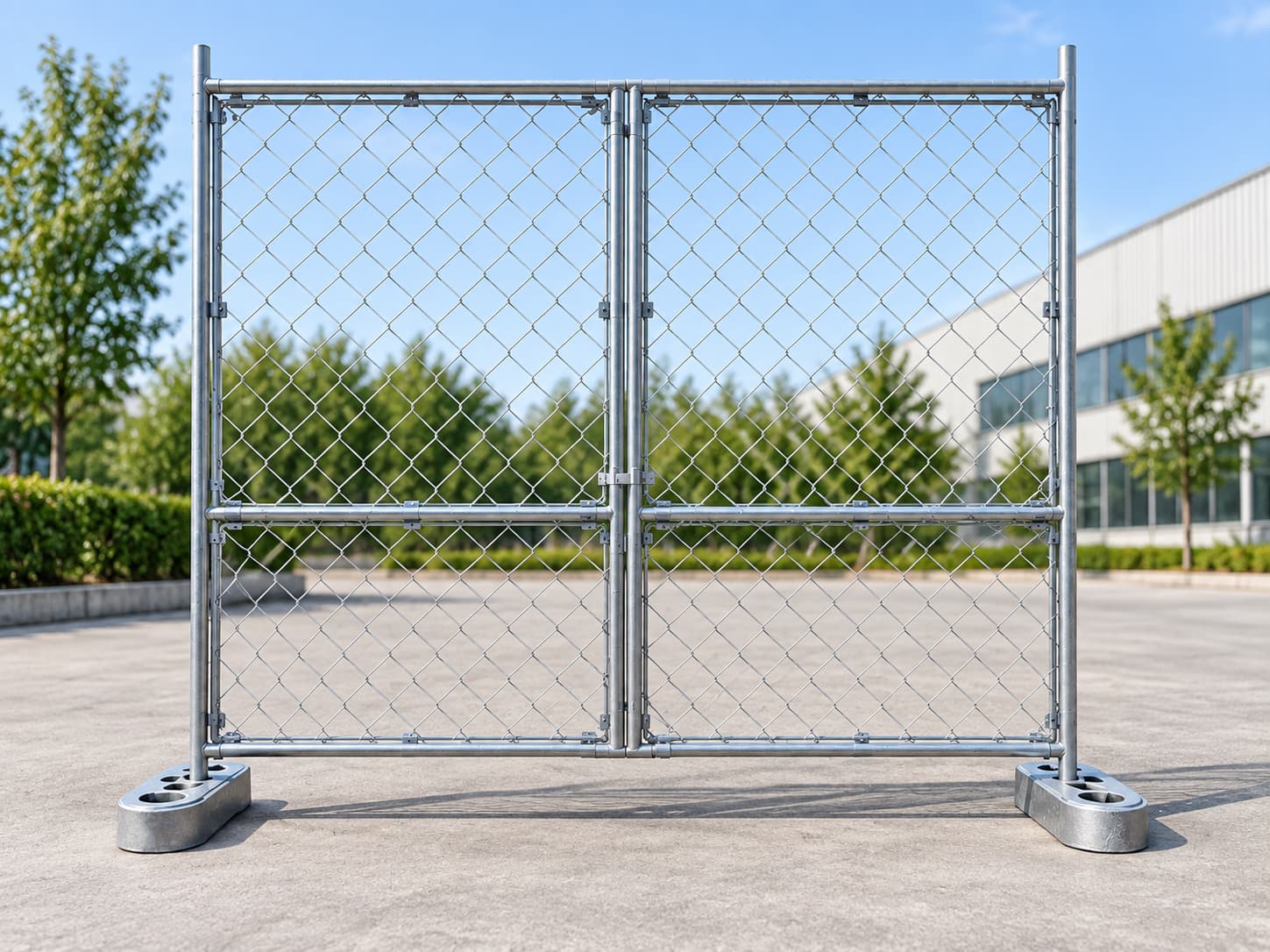 Cast iron base weights supporting temporary fencing