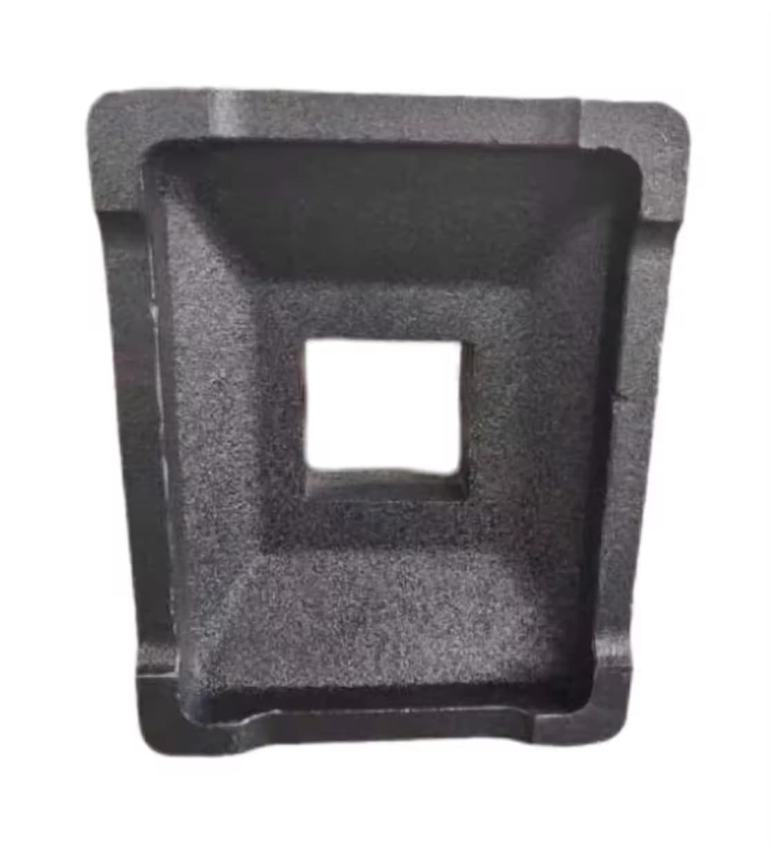 Square recessed custom cast iron weight with central opening