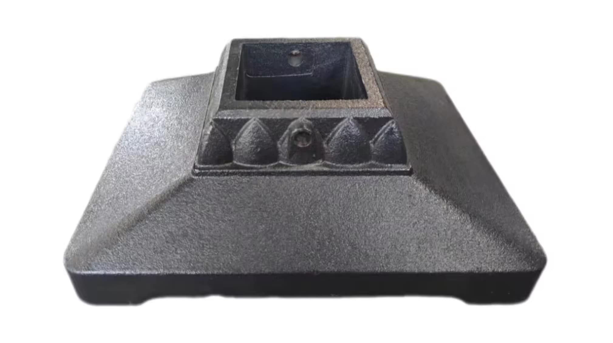 Base-like custom cast iron weight with raised square socket