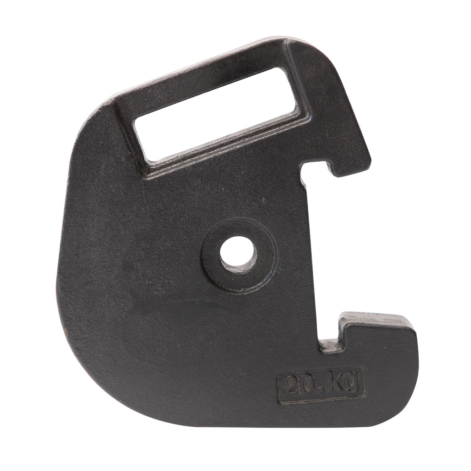 Cast iron counterweight with a curved form