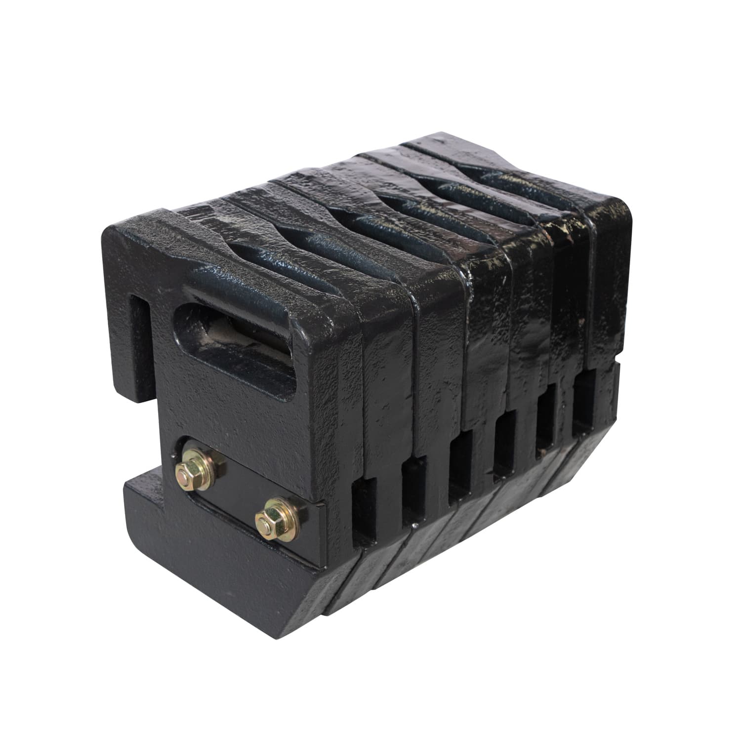 Grouped multi-piece cast iron counterweight configuration