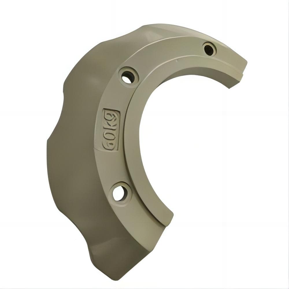 Cast iron counterweight with a curved profile